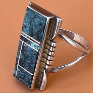 Antonio Yazzie Turquoise & Sterling Inlay Ring